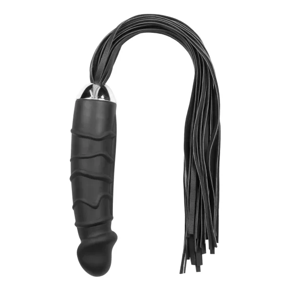 Easytoys - Flogger zweep en dildo - 2-in-1 siliconen - zwart