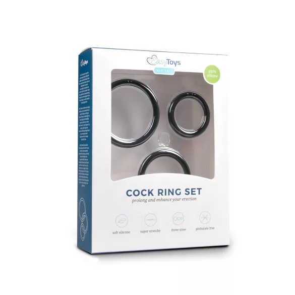 Easytoys - siliconen penisring set - 3 stuks - zwart