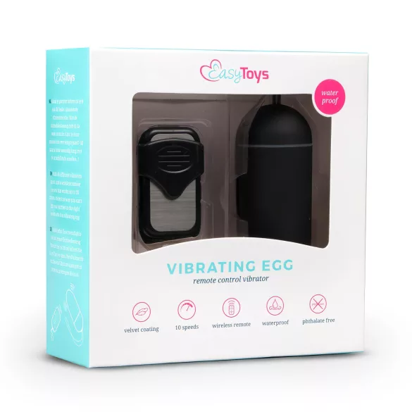 EasyToys - draagbaar vibrerend eitje met afstandsbediening (zwart)