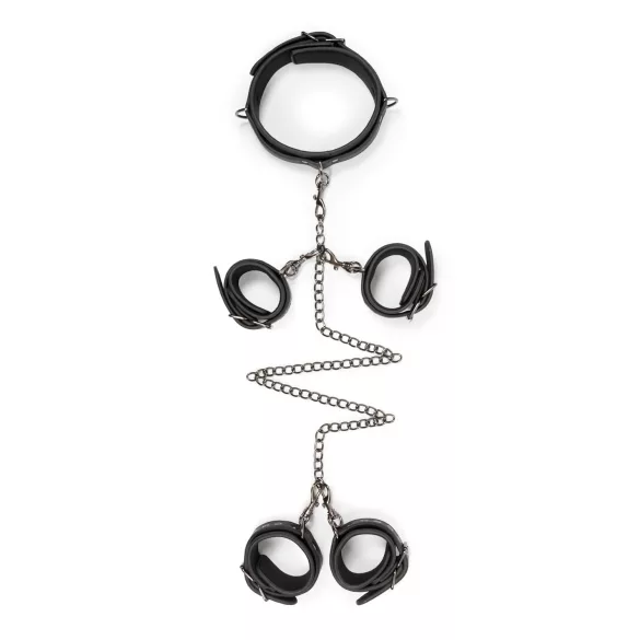 Easytoys - bondageset halsband, pols- en enkelboeien - zwart