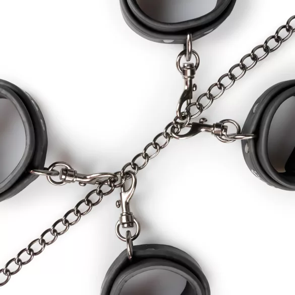 Easytoys - bondageset halsband, pols- en enkelboeien - zwart