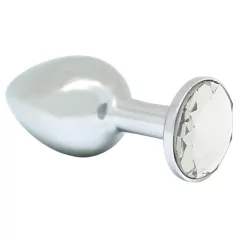 Rimba XS - transparante steentjes, metalen buttplug (zilver)