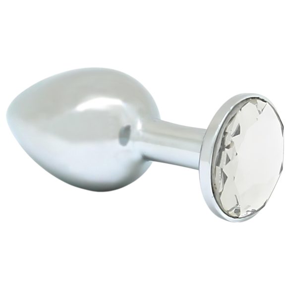 Rimba - buttplug met kristal - metaal - transparant steentje - zilver