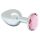 Rimba XS - roze steentjes, metalen buttplug (zilver)