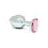 Rimba XS - roze met steen, metalen anaalplug (zilver)