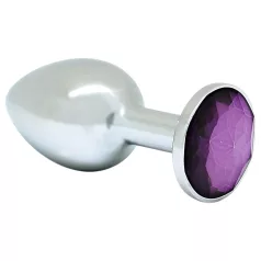 Rimba XS - metalen buttplug met paarse steen (zilver)