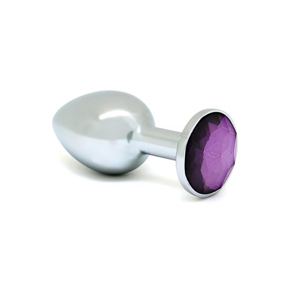 Rimba XS - Paarse metalen anaal plug met steen (zilver)