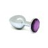 Rimba XS - Paarse metalen anaal plug met steen (zilver)