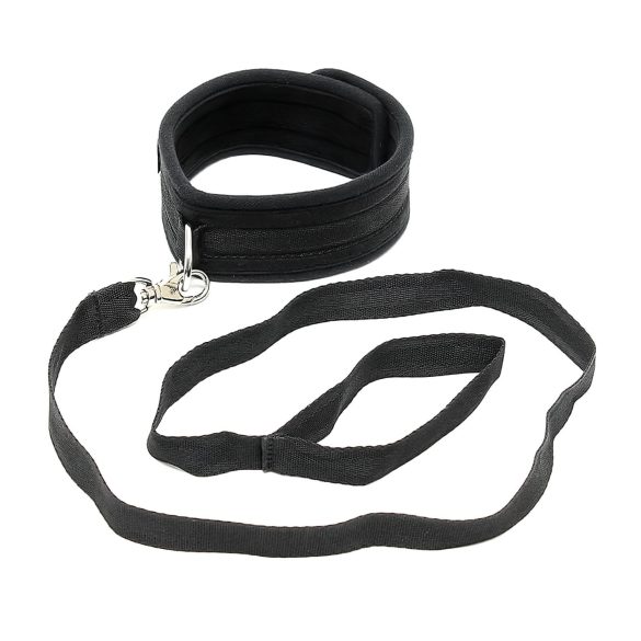 Rimba - halsband met riem - zacht - zwart