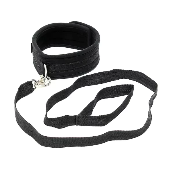 Rimba - halsband met riem - zacht - zwart