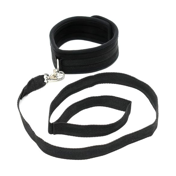 Rimba - halsband met riem - zacht - zwart
