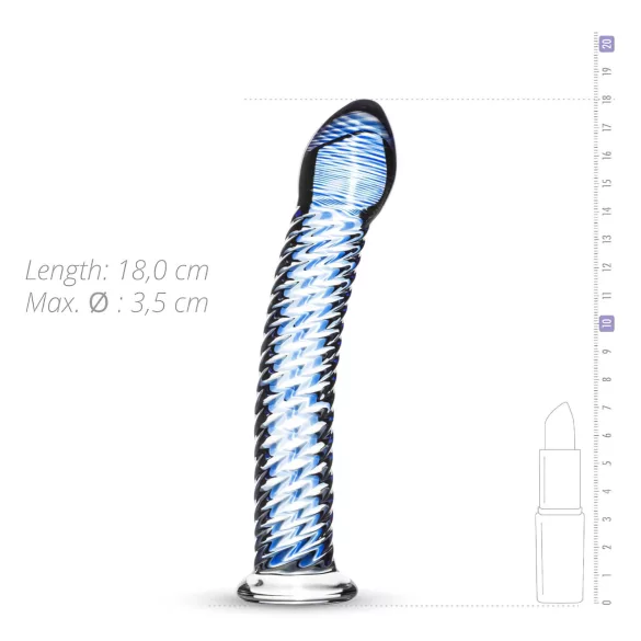 Gildo Glass No. 5 - glazen dildo met spiraal - transparant blauw