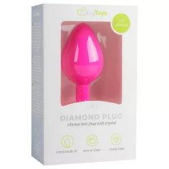 Easytoys Diamond - anaalplug met witte steen - medium - roze