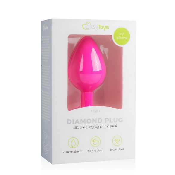 Easytoys Diamond - anale plug met witte steen (medium) - roze
