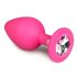 Easytoys Diamond - anale plug met witte steen (medium) - roze