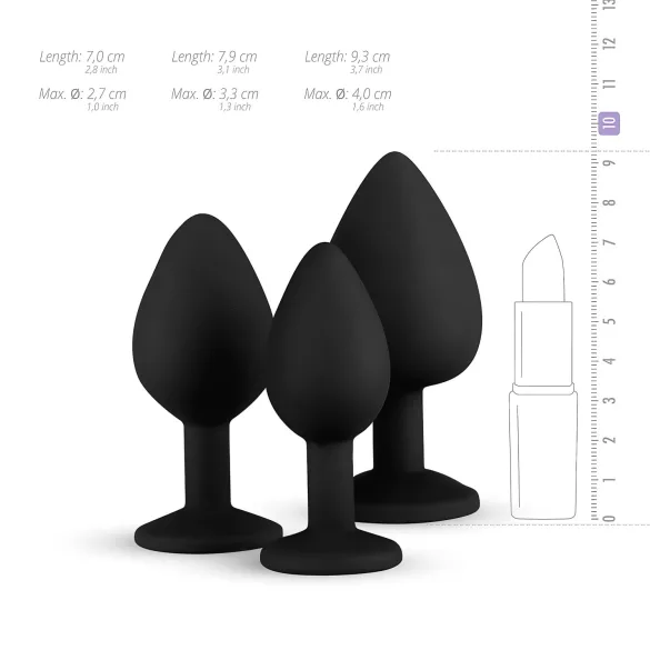 Easytoys Diamond - buttplug set - zwart