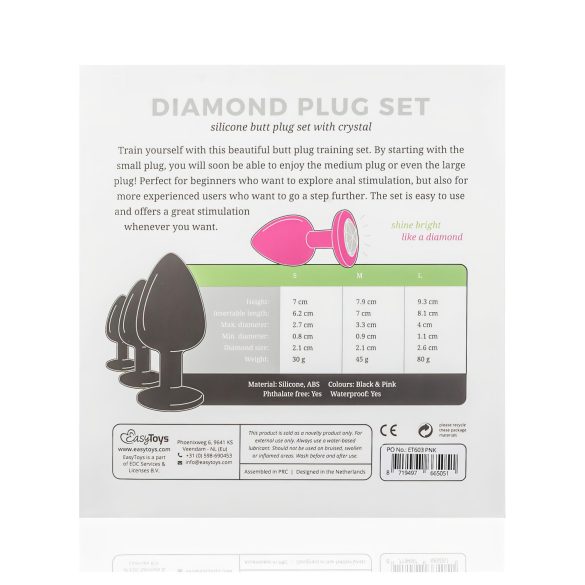Easytoys Diamond - anaal plug set - siliconen - roze