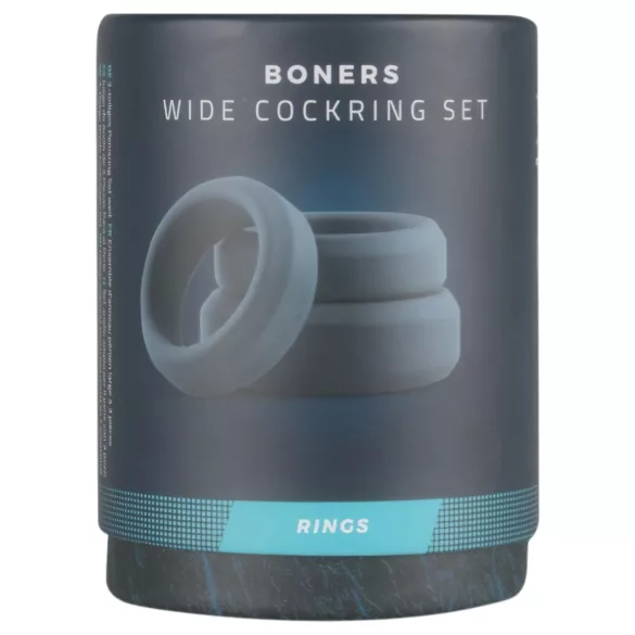 Boners - siliconen penisringen set - 3 stuks - grijs