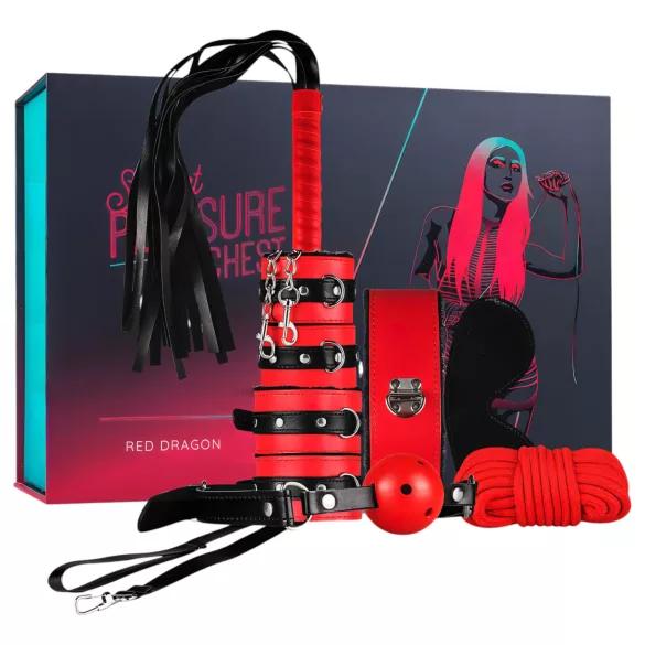 Secret Pleasure Chest - gevorderde BDSM-set - 10-delig (rood)
