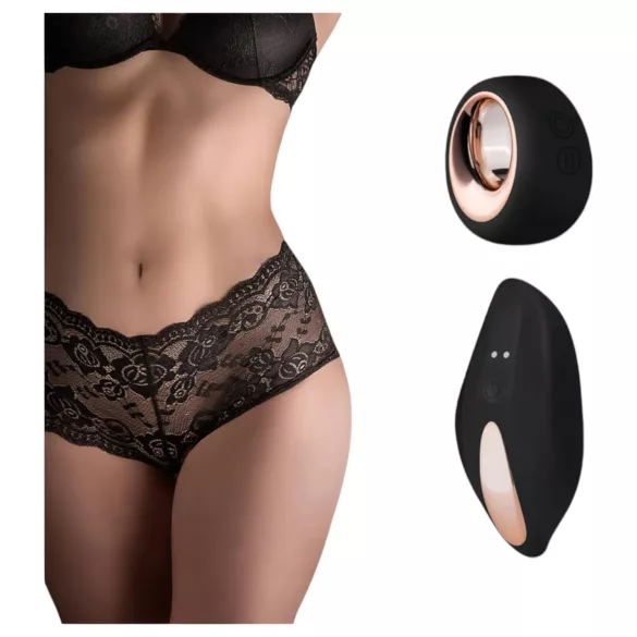 Pantyrebel - oplaadbare, draadloze vibrerende string, zwarte slip (S-L)