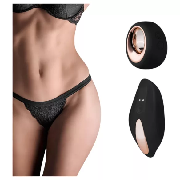 Pantyrebel - oplaadbare, draadloze vibrerende, zwarte string (S‑L)