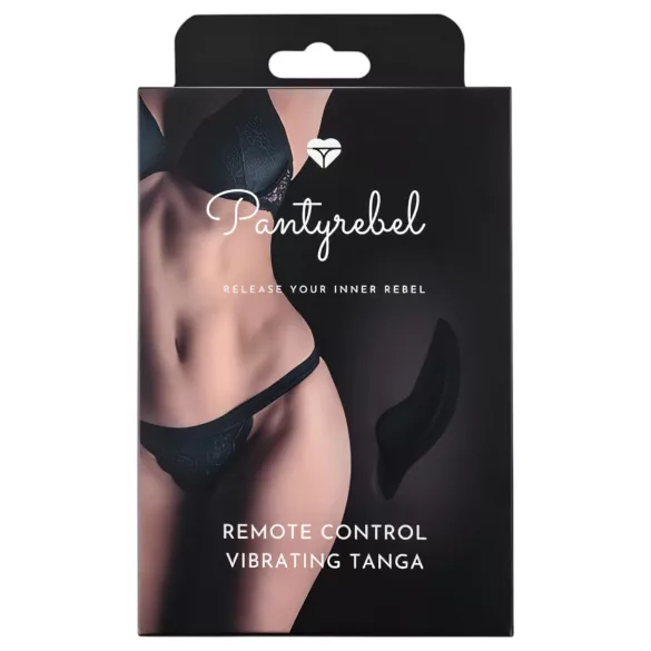 Pantyrebel - oplaadbare, draadloze vibrerende, zwarte string (S‑L)