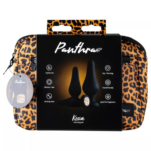 Panthra Kesia - siliconen buttplug set - 3 stuks - zwart
