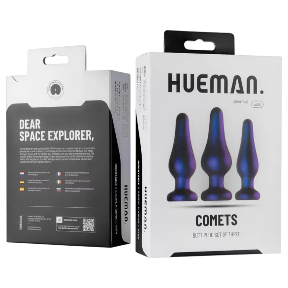 Hueman Comets - siliconen buttplug set - 3 stuks - paars