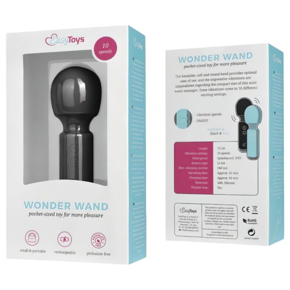 Easytoys Wonder Wand - mini vibrator - oplaadbaar - zwart