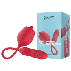   Teazers Rose - duw‑vibrator met likkend clitorisstimulator (rood)