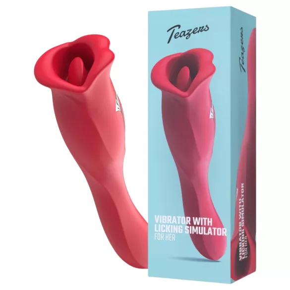 Teazers - dubbelzijdige vibrator met tongvormige clitorisstimulator (rood)