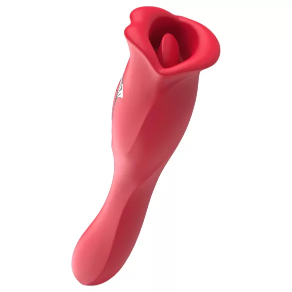 Teazers - dubbelzijdige vibrator met tongvormige clitorisstimulator (rood)