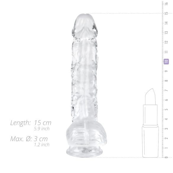 EasyToys - dildo met ballen - 13,5cm - transparant