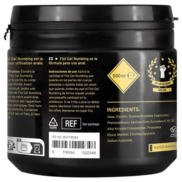 BUTTR - fisting gel met verdovende werking - 500ml