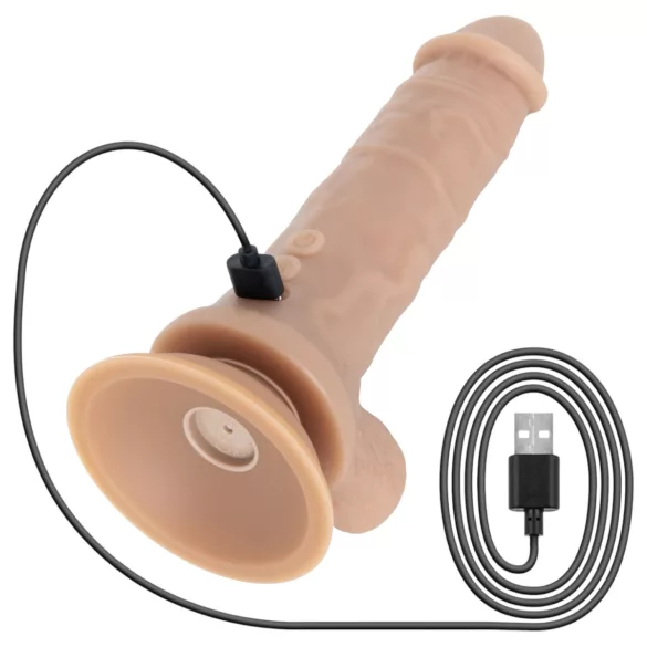 Real Fantasy Hunter - levensechte vibrator met schietfunctie en afstandsbediening (huidskleur)