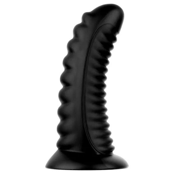 BUTTR Double Ribbed - extra grote geribbelde buttplug (zwart) - 26 cm