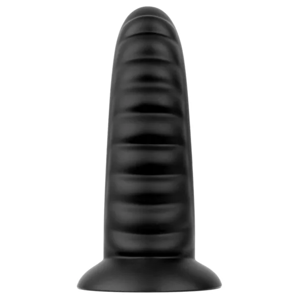 BUTTR Double Ribbed - extra grote geribbelde buttplug (zwart) - 26 cm