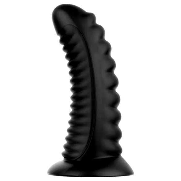 BUTTR Double Ribbed - extra grote geribbelde buttplug (zwart) - 26 cm