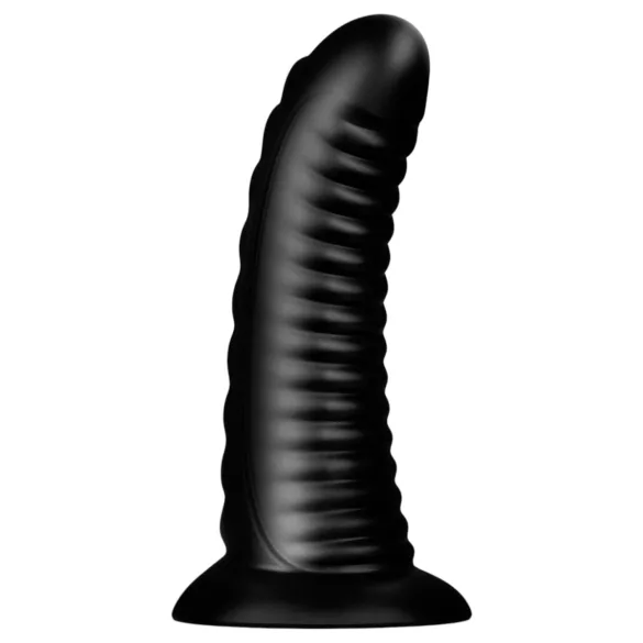 BUTTR Double Ribbed - extra grote geribbelde buttplug (zwart) - 26 cm