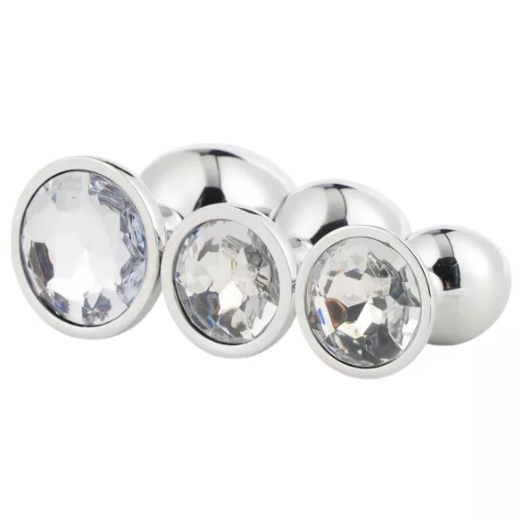 Gleaming Love - metalen anaalplugset (zilver, 3-delig)