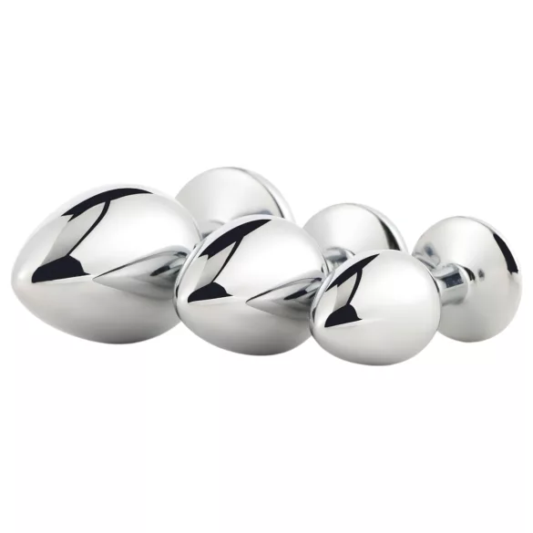 Gleaming Love - metalen anaalplugset (zilver, 3-delig)