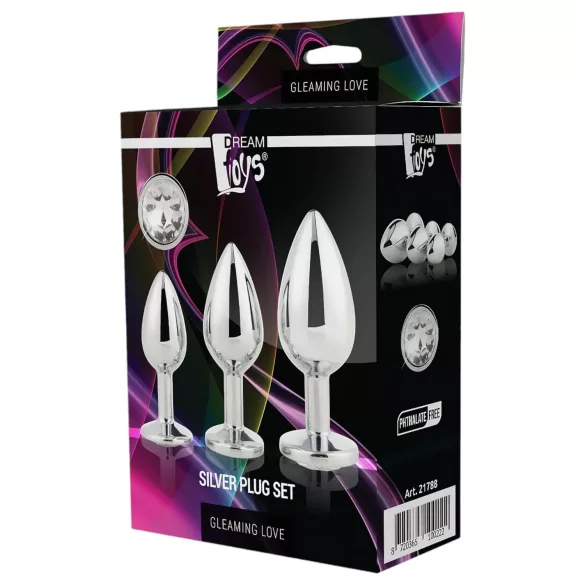Gleaming Love - metalen anaalplugset (zilver, 3-delig)