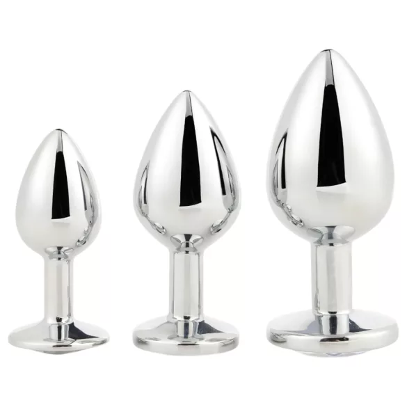 Gleaming Love - metalen anaalplugset (zilver, 3-delig)
