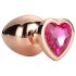 Gleaming Love - Aluminium anaalplug met hartvormige steen (roségoud)