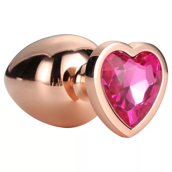 Gleaming Love - buttplug aluminium hartvormige steen - M - roségoud