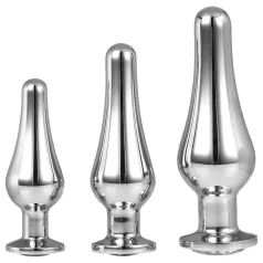 Gleaming Love - anale top plugset (zilver, 3‑delig)