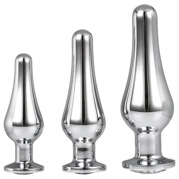 Gleaming Love - anaal top plug set - zilver (3-delig)