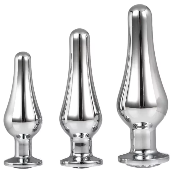 Gleaming Love - anale top plugset (zilver, 3‑delig)