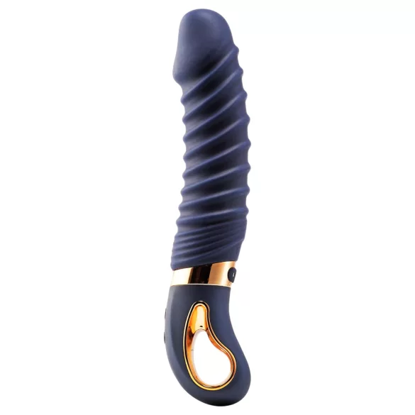 Goddess - verwarmde geribbelde vibrator (donkerblauw)