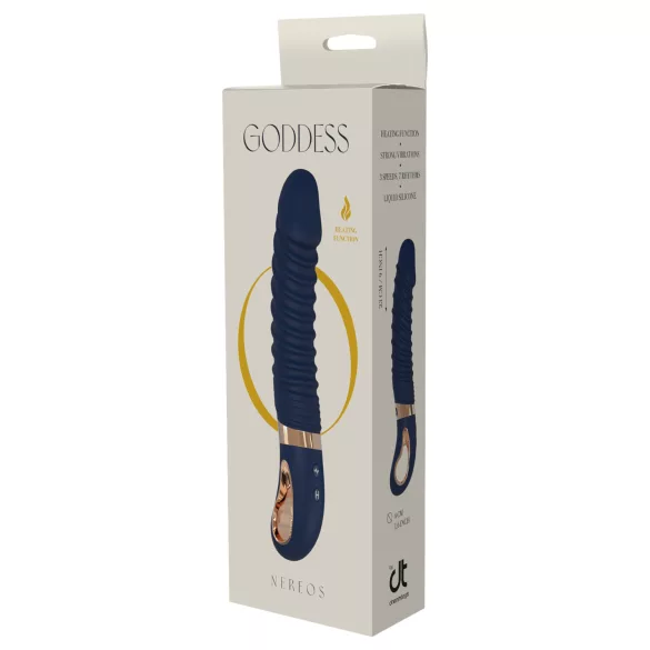 Goddess - verwarmde geribbelde vibrator (donkerblauw)